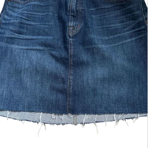 J. Crew Women's Frayed Dark Wash Raw Hem Denim Jean Mini Skirt‎ Sz 27 - Picture 3 of 4